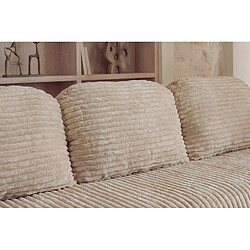 Casanova Canapé droit convertible gros velours côtelé 3 places Beige pas cher