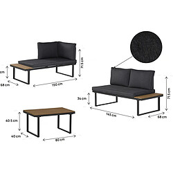 Avis Habitat Et Jardin Salon de jardin canapé d'angle décor imitation bois [ ]Liora[ ] - 4 places - Gris