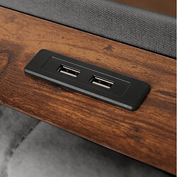 Lit Coffre 160x200 cm - Modenvie - USB LED - Gris pas cher