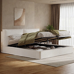 Acheter MIVRAY Lit coffre 180x200 cm, Tête de lit rembourré, bouclé beige