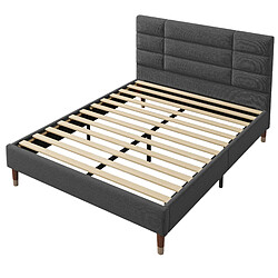 Acheter Lit Double Modenvie 140x200 cm rangement et sommier Gris