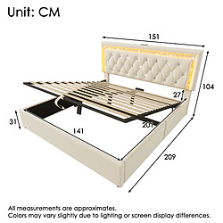 Avis Lit Coffre 140x200 cm Modenvie LED USB Beige