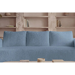 Casanova Canapé droit convertible tissu bouclette 3 places Bleu pas cher