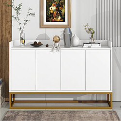 Avis STILVORA Sideboard 120/30/80 cm blanc en panneaux de particules 4 portes sans poignées
