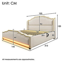 Avis Lit Coffre Modenvie 140x200 cm avec LED et USB Type C Beige