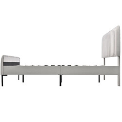 Lit Double 160x200 cm Modenvie tete de lit reglable Lin Gris Beige pas cher