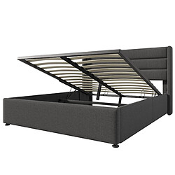 Acheter Lit Coffre 160x200 cm - Modenvie - rangement hydraulique - Lin - Gris