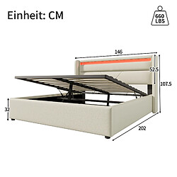 Avis Lit Coffre Modenvie 140x200 cm avec LED et rangement - Blanc