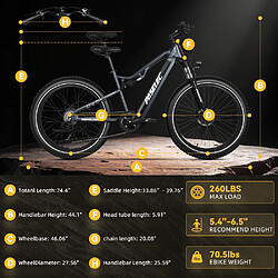 Paselec Vélo électrique tout terrain TX19 Plus 1000W batterie 48V 19,2Ah autonomie 100km 45km/h pas cher