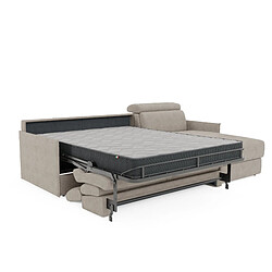Avis Divani.store Miryam Canapé convertible d'angle en tissu imperméable 252 cm Gauche crème
