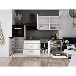 Avis 3XELIVING Ensemble de cuisine : Blanc Mat, Blanc Brillant, d : l : 250 cm, h : 220 cm, p : 60 cm