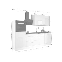 Acheter 3XELIVING Ensemble de cuisine : Blanc Mat, Blanc Brillant, d : l : 250 cm, h : 220 cm, p : 60 cm