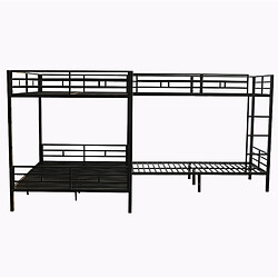 Acheter Lit superposé 3 places Modenvie 90x200 et 140x200 cm avec échelle - Noir