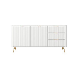 Avis 3XELIVING Commode : 3 Tiroirs, 2 Portes, Blanc, 163,2 x 38 x 81,2 cm