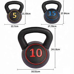 ByteLike Lot de 3 kettlebells 5/10/15 lb revêtus vinyle pas cher