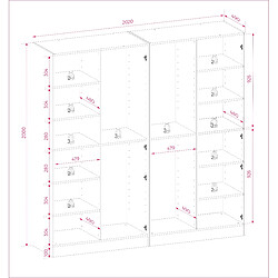 3XELIVING Armoire : Beige Sable / Verre Antisol, 200 x 200 x 51 cm pas cher