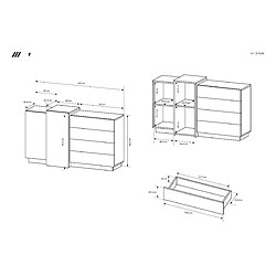 Avis 3XELIVING Commode pour Salon Chambre avec Tiroirs, Blanc / Chêne Craft Doré, 160 x 45 x 93,5 cm