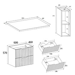 Acheter 3XELIVING Meuble de salle de bains, chêne Craft / blanc, 80 (60 + 20) x 58,6 x 46 cm