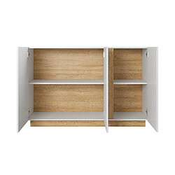 Acheter 3XELIVING Commode avec vitrine, Blanc + Blanc brillant + Chêne Grandson, 138,2 x 90,5 x 40 cm