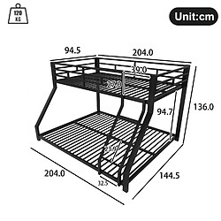 Avis Lit Superposé Enfant Modenvie 90x200/140x200 cm avec escalier - Noir