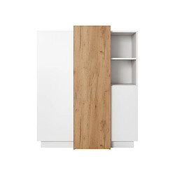 Acheter 3XELIVING Commode Moderne pour Salon Chambre, Blanc / Chêne Craft Doré, 110 x 45 x 133,5 cm