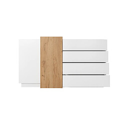 3XELIVING Commode pour Salon Chambre avec Tiroirs, Blanc / Chêne Craft Doré, 160 x 45 x 93,5 cm pas cher