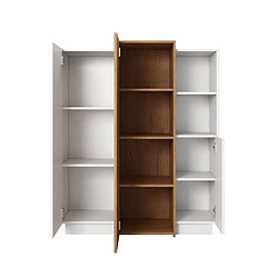 3XELIVING Commode Moderne pour Salon Chambre, Blanc / Chêne Craft Doré, 110 x 45 x 133,5 cm pas cher
