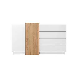 Acheter 3XELIVING Commode pour Salon Chambre avec Tiroirs, Blanc / Chêne Craft Doré, 160 x 45 x 93,5 cm