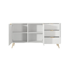 Acheter 3XELIVING Commode : 3 Tiroirs, 2 Portes, Blanc, 163,2 x 38 x 81,2 cm