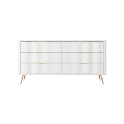 Avis 3XELIVING Commode : 6 Tiroirs, Blanc, 163,2 x 38 x 81,2 cm