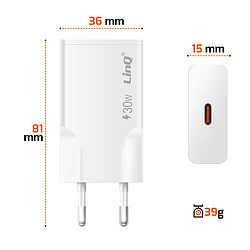 Avis LinQ Chargeur Secteur Extra Plat avec Port USB-C Power Delivery 30W Blanc