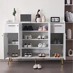 Avis STILVORA Meuble à chaussures 130/37/100 cm blanc en panneau de particules avec 2 tiroirs