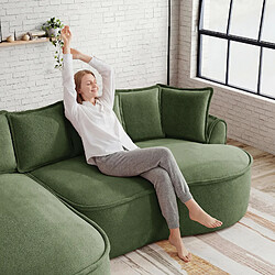 Acheter MIVRAY Canapé Compressé modulable 3 places, 252x164x67cm, sans montage, en chenille, vert