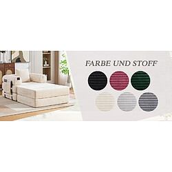 Acheter MIVRAY Canapé convertible 112x190x67 cm avec repose-pieds, coussin, poche latérale, tissu, beige