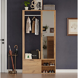 Avis STILVORA Armoire d'entrée 100/33/190 cm naturelle en panneaux de particules avec miroir