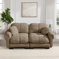 MIVRAY Canapé 2 places modulable 190x86x90cm, dossier ergonomique, en chenille, marron