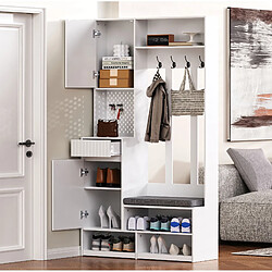 Avis STILVORA Vestiaire d'entrée 100/35/180 cm blanc en MDF avec banc rembourré