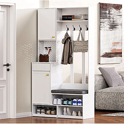 Acheter STILVORA Vestiaire d'entrée 100/35/180 cm blanc en MDF avec banc rembourré