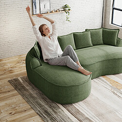 Acheter MIVRAY Canapé Compressé d'angle modulable 3 places, 252x164x67cm, sans montage, en chenille, vert