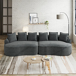 MIVRAY Canapé Compressé modulable 320x114x67cm, 4 places, sans montage, en chenille, gris