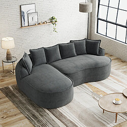 Avis MIVRAY Canapé Compressé modulable 3 places, 252x164x67cm, sans montage, en chenille, gris