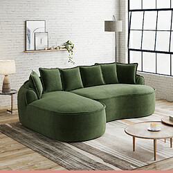 Avis MIVRAY Canapé Compressé modulable 3 places, 252x164x67cm, sans montage, en chenille, vert