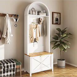 Acheter STILVORA Vestiaire 195/75/35 cm blanc et bois en MDF avec crochets et rangements