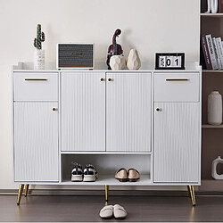Acheter STILVORA Meuble à chaussures 130/37/100 cm blanc en panneau de particules avec 2 tiroirs