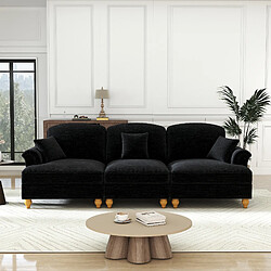 Avis MIVRAY Canapé modulable 3 places 272x83.5x93 cm, coussins et jupe plissée amovible, Tissu, Noir