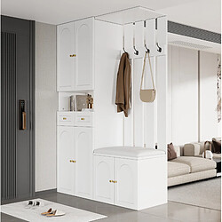 Avis STILVORA Vestiaire d'entrée 110/37/180 cm blanc aus panneau de particules avec banc