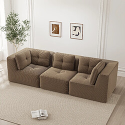 Avis MIVRAY Canapé Compressé 3 places modulable, 297x104x69cm, sans montage, velours côtelé, marron