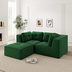 MIVRAY Canapé Compressé d'angle 2 places modulable, 208x177x69cm, sans montage, Tissu, Vert