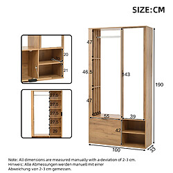 STILVORA Armoire d'entrée 100/33/190 cm naturelle en panneaux de particules avec miroir pas cher
