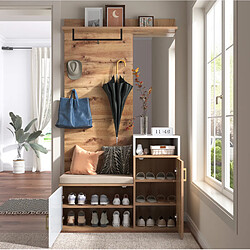 Acheter STILVORA Vestiaire 105/40/190,5 cm blanc et bois en MDF et panneau de particules avec miroir